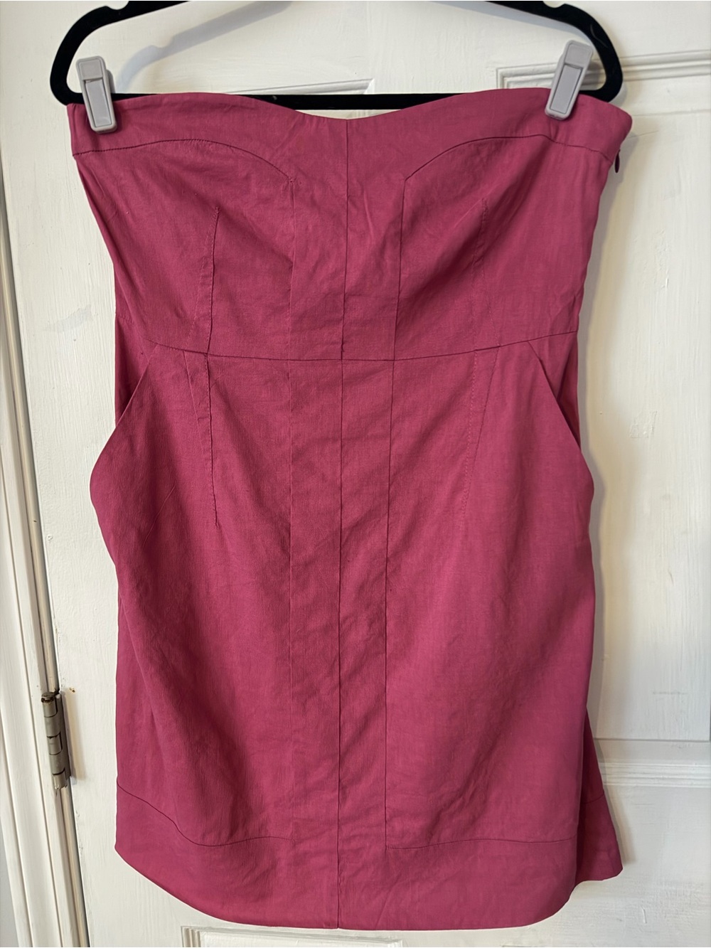 Theory Flaxia Strapless Linen Blend Sheath Dress Pink Magenta Size 10